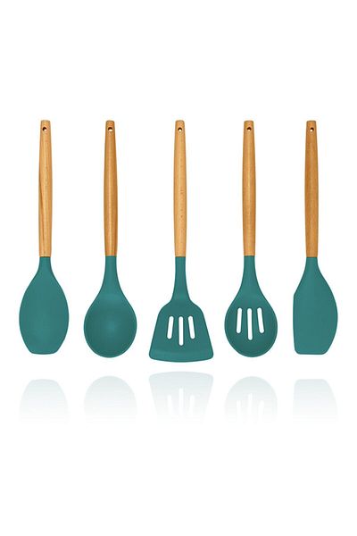 COOKCASE طقم ملعقة خدمة سيليكون 5 قطع أزرق