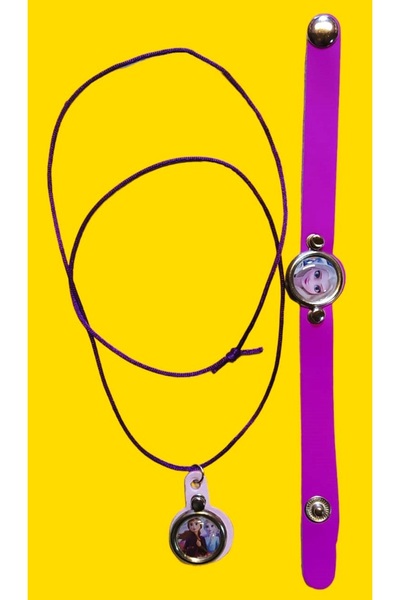 MONİCATİME مجموعة قلادة إلسا + سوار (مجموعات ألوان مفاجئة)