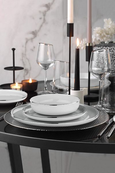 Kütahya Porselen Moderna 24 Parça 6 Kişilik Yemek Takımı Platin
