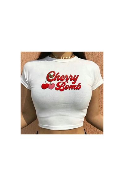 weywot Y2k Cherry Bomb Printed Crop