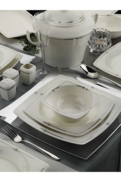 Kütahya Porselen Bone Mare 62 Parça Yemek Takımı 10605 /platın