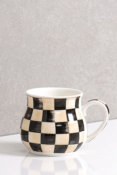 AROW Checkerboard Patterned Porcelain Mug Set of 6
