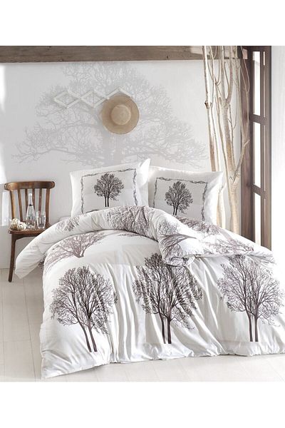 Altınbaşak Ranforce Double Duvet Cover Set Tree Brown