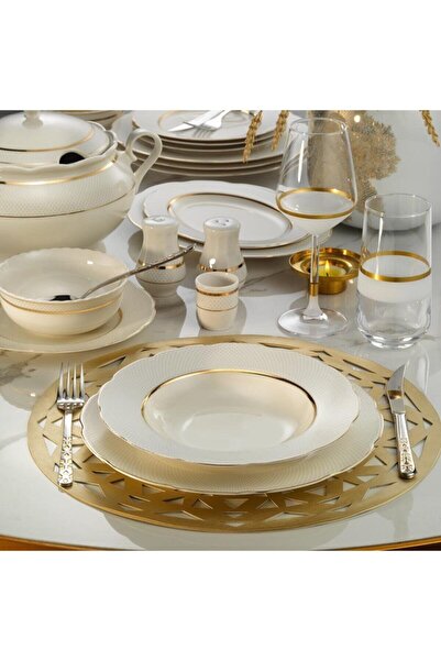 Kütahya Porselen Bone Olym Yemek Takımı Altın  62 Prc Bnoly62yt18221