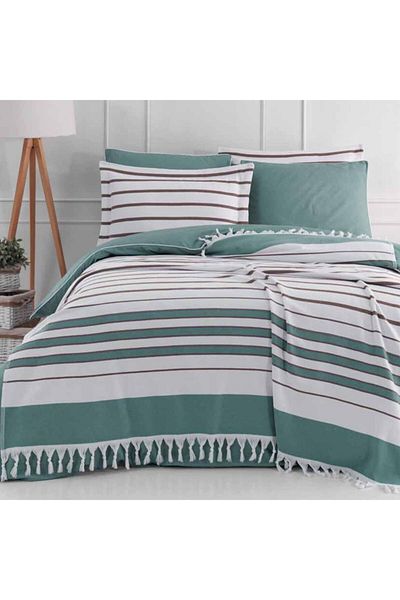 Altınbaşak Luxart Fringed Bedspread 2x Pillow 220x240