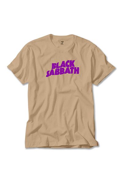 Z zepplin Κρεμ μπλουζάκι Black Sabbath Purple Text