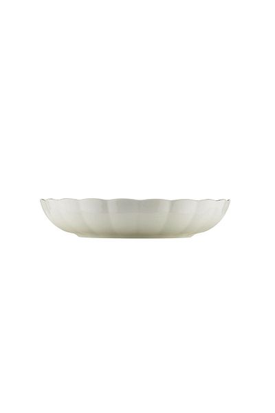 Kütahya Porselen Bone Luz 6-Piece Cukur Plate with Gold Mesh