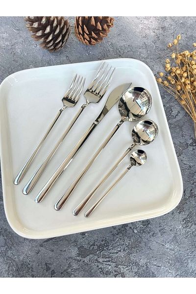 COOKCASE سيركل 6 قطع شوك عشاء ستانلس ستيل -18/10