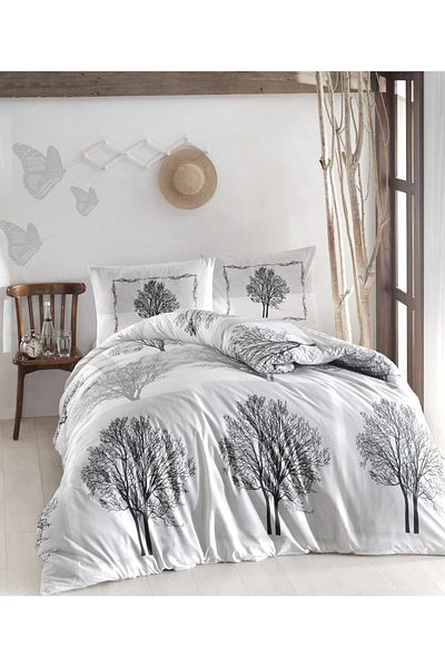 Altınbaşak Σετ Παπλωματοθήκη Ranforce Διπλό Tree Grey