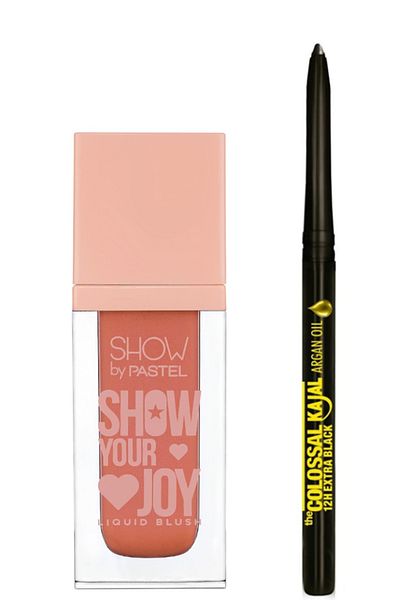 Show by Pastel Show Your Joy Liquid Blush - Maybelline Kajal, Liquid Blush 53 + Black Eye Pencil