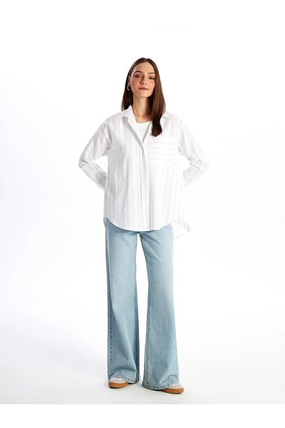 LC Waikiki LCW Modest - Striped Oversize Women's Tunic Shirt