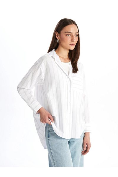 LC Waikiki LCW Modest - Striped Oversize Women's Tunic Shirt