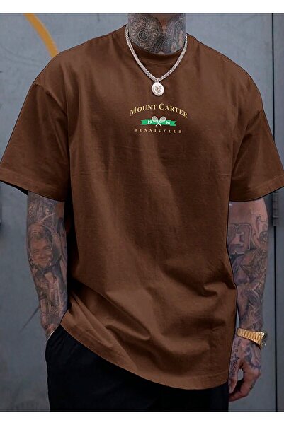 over head oh Чоловіча коричнева футболка Oversize з принтом Mount