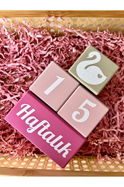 mogokids Pembe krem kuğu desenli bebek anı küpü