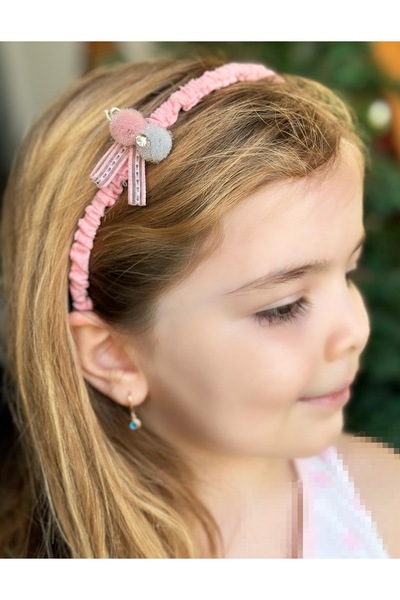 QUEEN AKSESUAR Coroană pentru copii cu mini pompon și pietre - ușoară și elas...