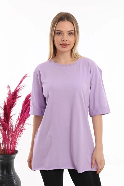 HİRA LİFE FASHİON Tunica de dama cu detaliu de tăiere - Tricou lung simplu, c...