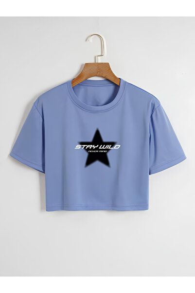 Ginevra Ženska oversize crop majica sa okruglim izrezom i štampom "Stay Wild"