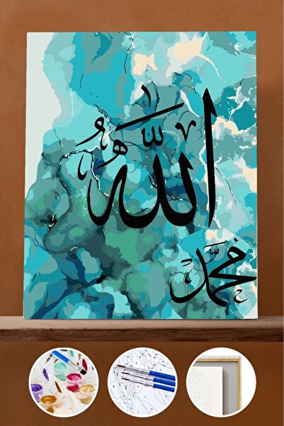 Pastelya Sayılarla Boyama Seti Çerçeveli Kasnaklı Allah ın Elçisi 50x65 cm