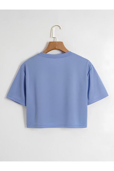 Ginevra Tricou Crop Cute Chick Oversize Crew Deck imprimat pentru damă