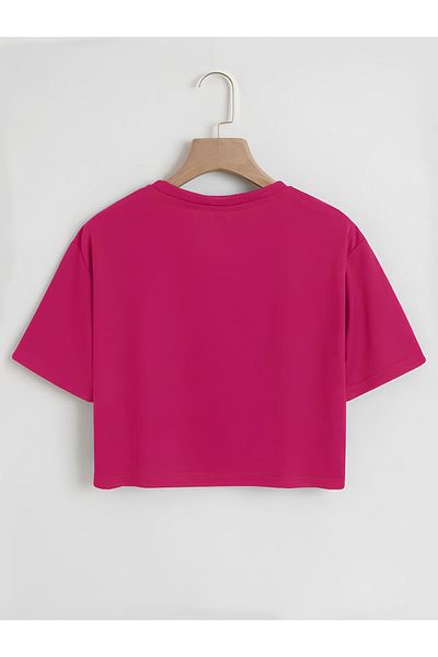Ginevra Tricou Crop Cute Chick Oversize Crew Deck imprimat pentru damă