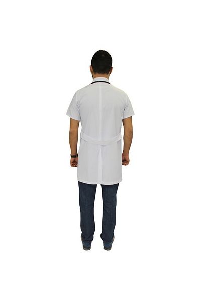 ikrastore Men's Doctor Gown - Judge Collar, Short Sleeve, for Laboratory and Pharmacist