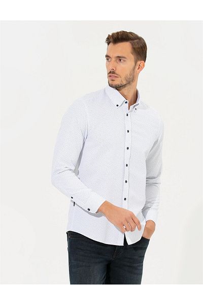 Pierre Cardin Ανδρικό πουκάμισο Navy Blue