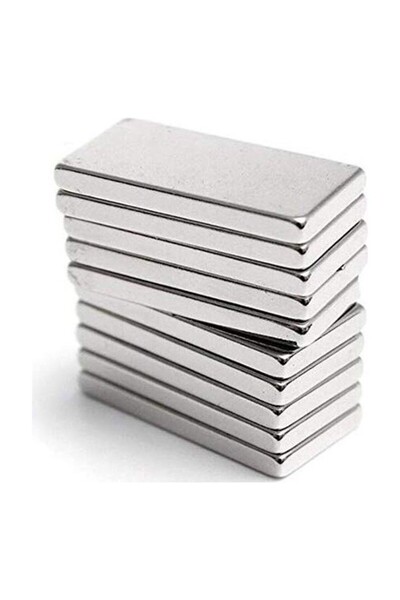 Dünya Magnet 10 Adet Köşeli Neodyum Mıknatıs Dikdörtgen 20X8X2 mm