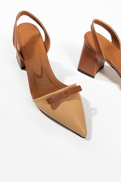 DUXAL SHOES Двуцветни дамски обувки на ток Werner с детайли от панделка