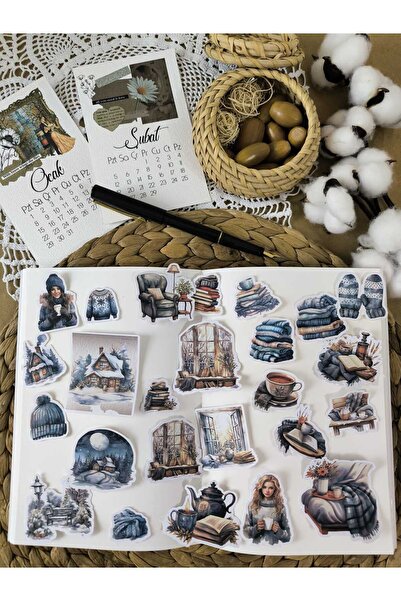 SelisCraft Kış Temalı Tekli Etiket Seti 01 Ajanda Planlayıcı Bullet Journal S...