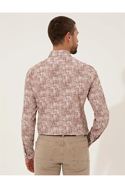 Pierre Cardin Μπεζ Slim Fit μακρυμάνικο πουκάμισο