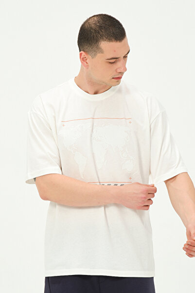 Owut Collection Ανδρικό μπλουζάκι με στάμπα εκρού χάρτη