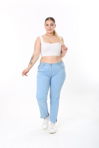 EYLÜL BUTİK Large Size Latex Waist Ankle Length Trousers - Lycra Flexible Fabric