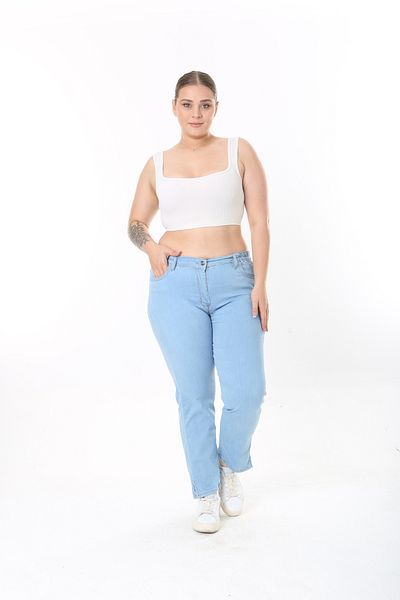 EYLÜL BUTİK Large Size Latex Waist Ankle Length Trousers - Lycra Flexible Fabric