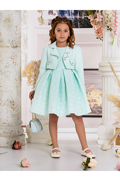 SÜSLÜ PİNK KİDS KIZ ÇOCUK CEKETLİ ELBİSE