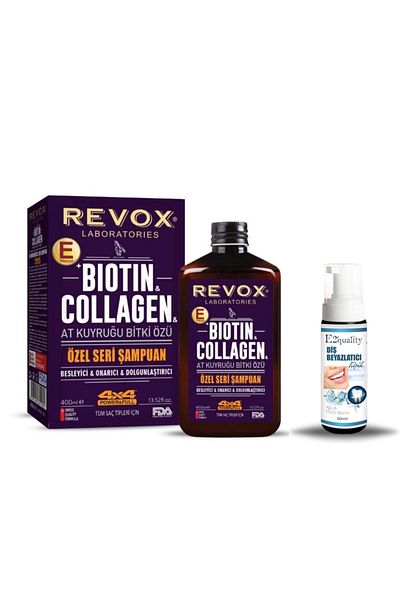 Revox 400 ml Biotin Collagen Shampoo - Ponytail and Plant Extract Detailed + Gift Teeth Whitening Foam