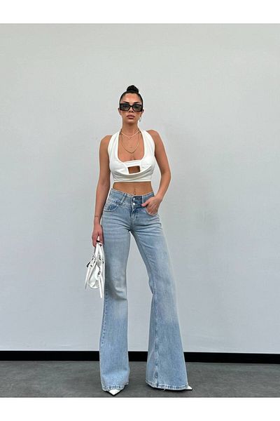 Miss Beyoğlu New 2-button spanish leg jeans