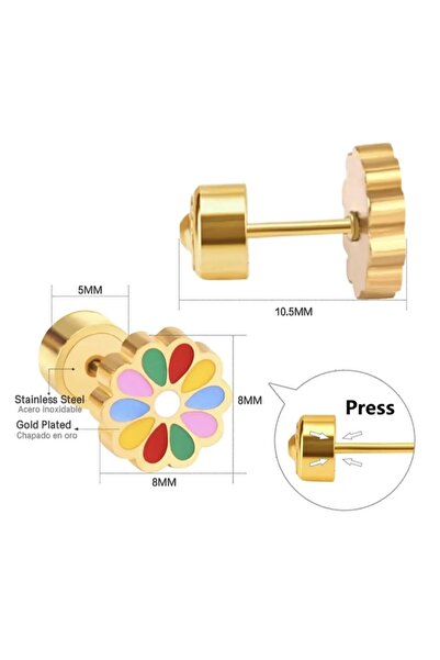 Atölye Eliz 316L Stainless Steel Rainbow Çocuk Küpe