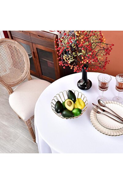 Zeren Home White Linen Tablecloth - Liquid Resistant, Round and Laceless