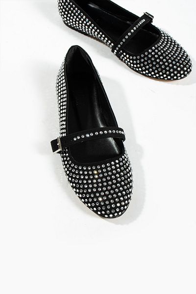 DUXAL SHOES Γυναικεία κράνος Stoned Ballerina Shoes Mary Jane Tevila Black