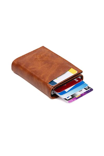 tuldar Tan RFID Card Automatic Shooting Πορτοφόλι θήκης δώρου με προστατευτικό μηχανισμό και θήκη για χαρτονομίσματα