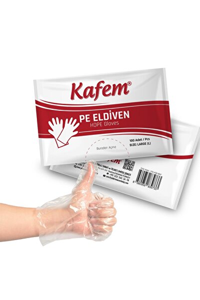 KAFEM Pe Tek Kullanımlık Şeffaf Eldiven 100 Lü X 100 Paket (KOLİ)