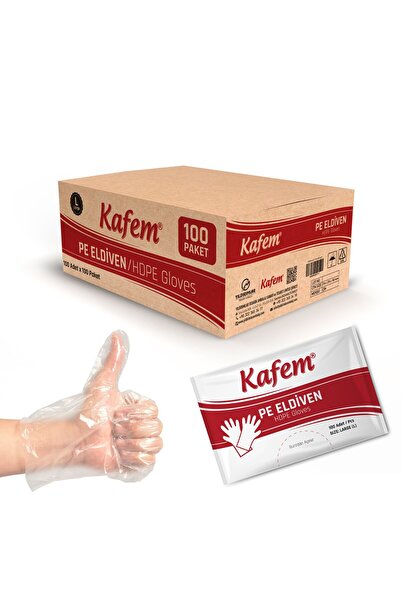 KAFEM Pe Tek Kullanımlık Şeffaf Eldiven 100 Lü X 100 Paket (KOLİ)