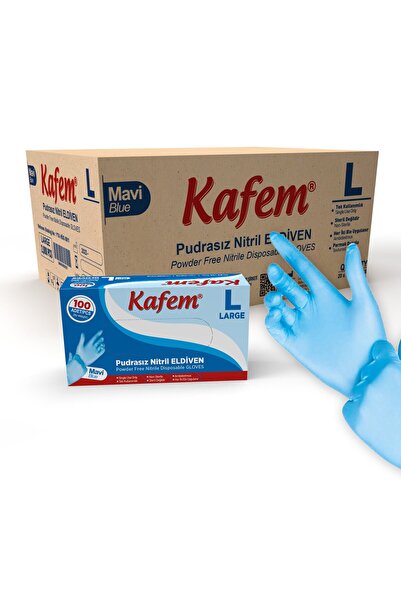 KAFEM Mavi Nitril Eldiven Pudrasız (L) 100 Lü X 20 Paket (KOLİ)