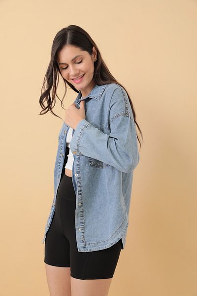 Asist Double Pocket Snap Detail Women's Denim Thin Jeans Jacket - 0394