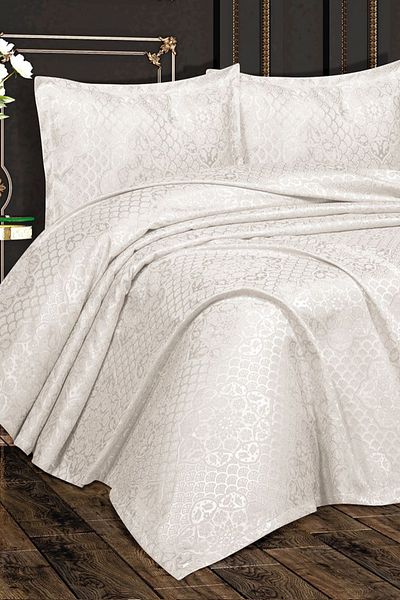 TAVOLO UNIQUE Jade Jacquard Channel Double Bed Cover