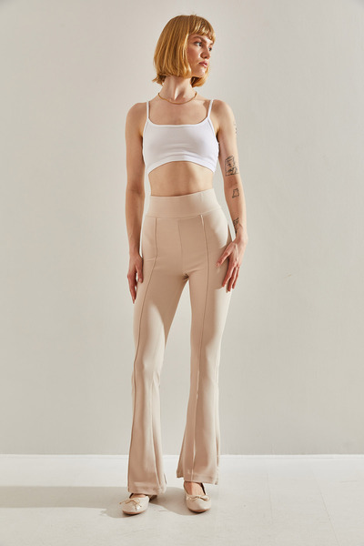 Bianco Lucci Γυναικείο πλεκτό παντελόνι με χοντρό κορσέ - 60251081