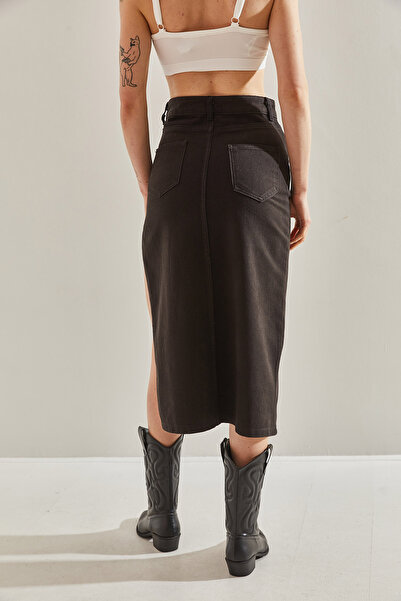 Bianco Lucci Women's Slit Detailed Denim Skirt60251079