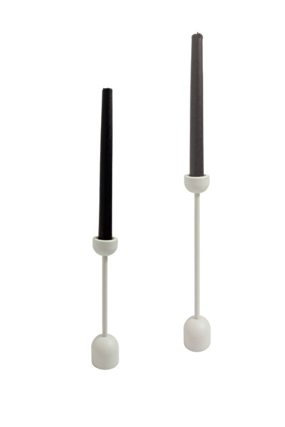 mumsema hediyelik Dekoratif 2'li Beyaz Kule Şamdan & Mumluk