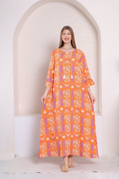 mervemoda Γυναικείο Φόρεμα Plus Size - Μακρύ Υφαντό