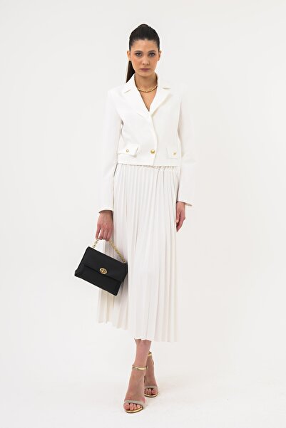 UTOPIAN Beli Lastikli Pileli Etek